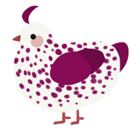 A white and wine chicken with a speckle pattern