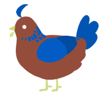 A russet and ultramarine chicken with a neck-speckle pattern