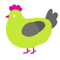 A lime and grey chicken