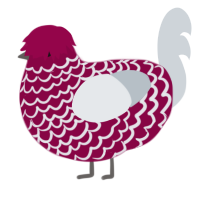 A maroon and mist chicken with a lace pattern