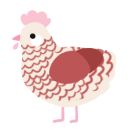 A cream and red chicken with a lace pattern