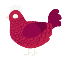 A crimson and maroon chicken with a lace pattern