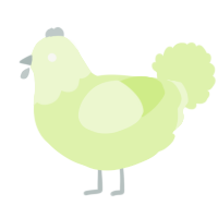 A apple chicken with a head pattern
