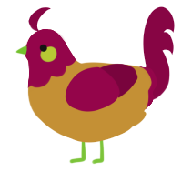 A gold and maroon chicken with a head pattern