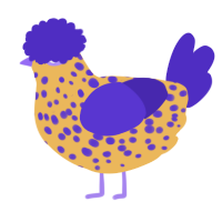 A honey and indigo chicken with a speckle pattern