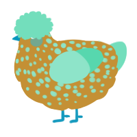 A gold and mint chicken with a speckle pattern