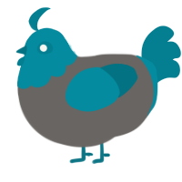 A grey and sea chicken with a head pattern