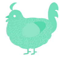 A mint chicken with a double-lace pattern