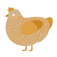 A beige and orange chicken with a lace pattern