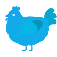 A sky and cerulean chicken with a lace pattern