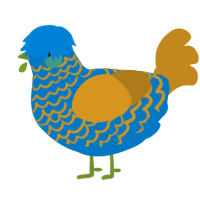 (unnamed), a sapphire and ochre chicken with a lace pattern