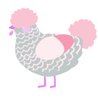 A silver and rose chicken with a lace pattern