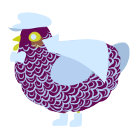 A wine and silver chicken with a double-lace pattern