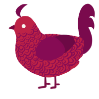 A crimson and wine chicken with a double-lace pattern