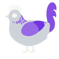 A mist and blurple chicken with a neck-speckle pattern