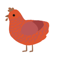 A vermilion and red chicken with a lace pattern
