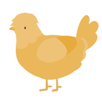 A honey chicken with a head pattern