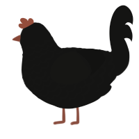 A black chicken with a lace pattern