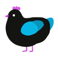 A black and cerulean chicken