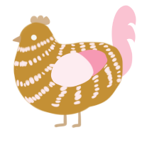 A gold and rose chicken with a bar pattern