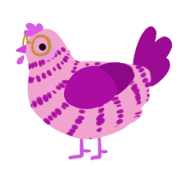 A pink and plum chicken with a bar pattern