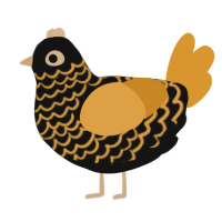 A black and orange chicken with a lace pattern