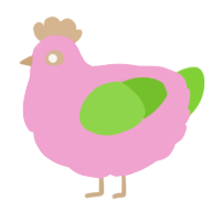 A pink and grass chicken