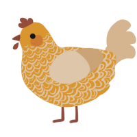 A orange and beige chicken with a double-lace pattern