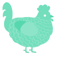 A mint chicken with a lace pattern