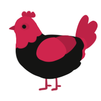 A black and crimson chicken with a head pattern