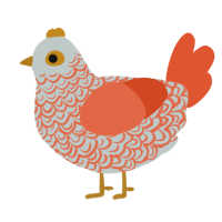 Chickago, a silver and vermilion chicken with a double-lace pattern