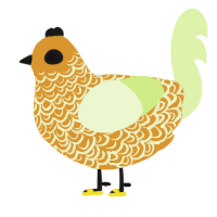 A orange and apple chicken with a double-lace pattern
