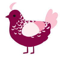 A maroon and rose chicken with a half-lace pattern