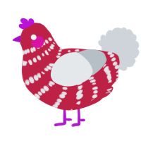 A crimson and mist chicken with a bar pattern