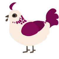 A cream and wine chicken with a neck-speckle pattern