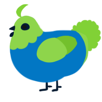 A sapphire and grass chicken with a head pattern