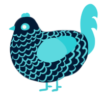 A tumblr and aqua chicken with a lace pattern
