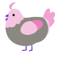 A ash and pink chicken with a head pattern