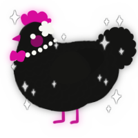 A black chicken with a lace pattern
