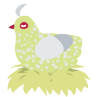 A lemon and mist chicken with a speckle pattern