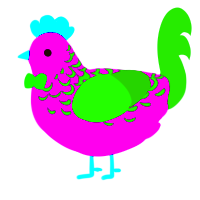 A amethyst and leaf chicken with a half-lace pattern