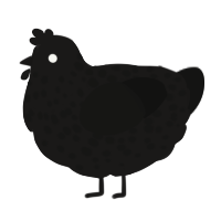 A sable and black chicken with a speckle pattern