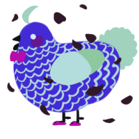 A indigo and gluppy chicken with a lace pattern