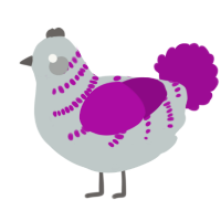 A silver and plum chicken with a half-bar pattern