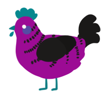 A plum and sable chicken with a half-bar pattern