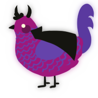 A plum and indigo chicken with a lace pattern