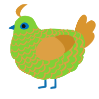 A grass and orange chicken with a lace pattern
