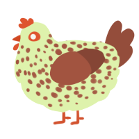 A apple and russet chicken with a speckle pattern