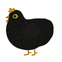 Ashes to ashes, a black and sable chicken with a speckle pattern