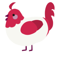 A white and crimson chicken with a head pattern